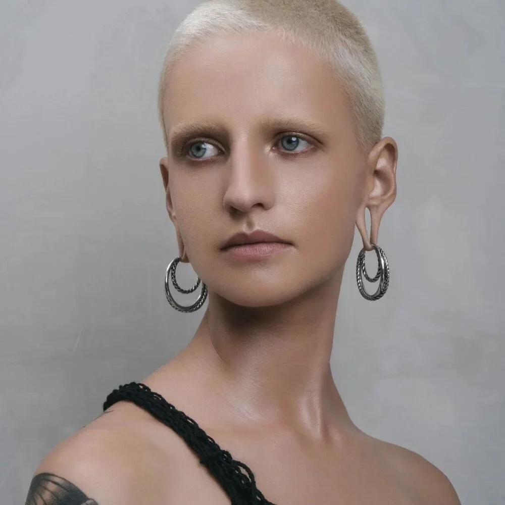 Ask & Embla Silver Essa Hoop Ear Hangers - Picture 2 of 6